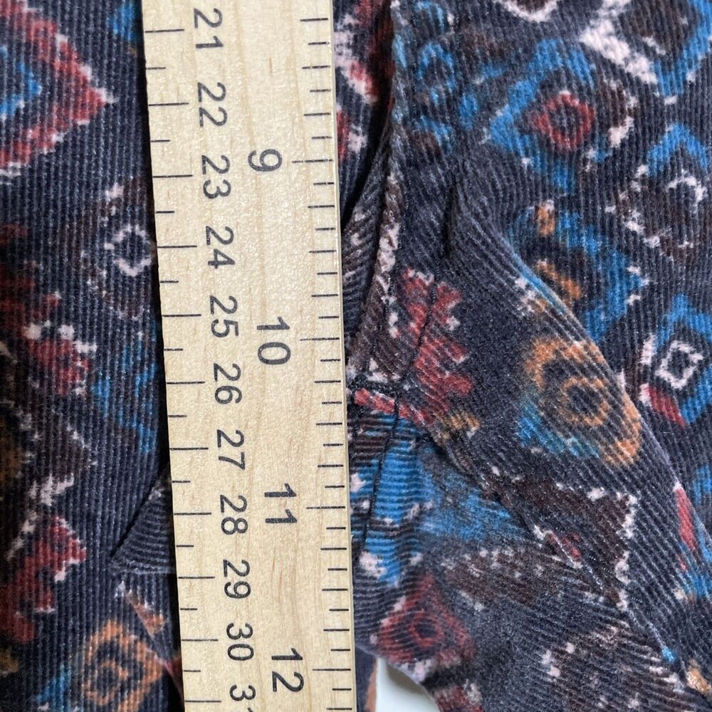 Anthropologie Pilcro HiRise Skinny Pant Women 31 Rust Tribal Corduroy Button Fly - Picture 5 of 8
